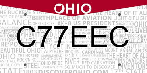 C77EEC Ohio License Plate