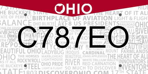 C787EO Ohio License Plate