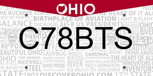 C78BTS Ohio License Plate