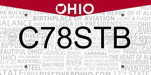 C78STB Ohio License Plate