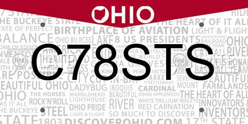 C78STS Ohio License Plate