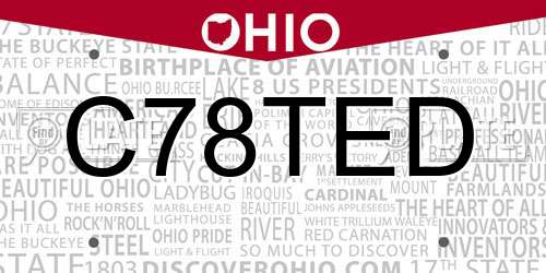 C78TED Ohio License Plate