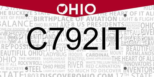 C792IT Ohio License Plate