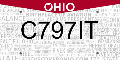 C797IT Ohio License Plate
