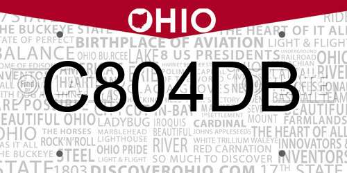 C804DB Ohio License Plate