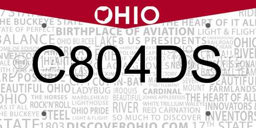 C804DS Ohio License Plate