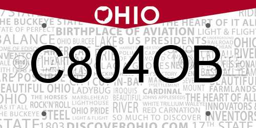 C804OB Ohio License Plate