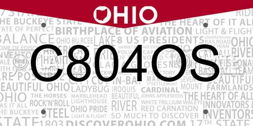 C804OS Ohio License Plate