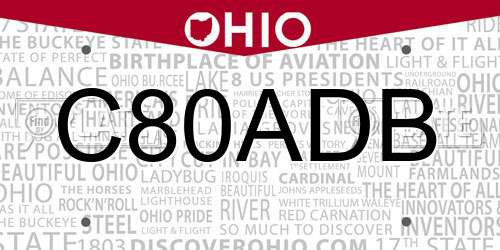C80ADB Ohio License Plate