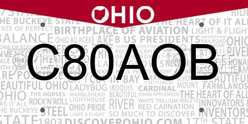 C80AOB Ohio License Plate