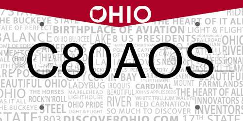 C80AOS Ohio License Plate