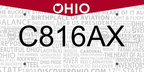 C816AX Ohio License Plate