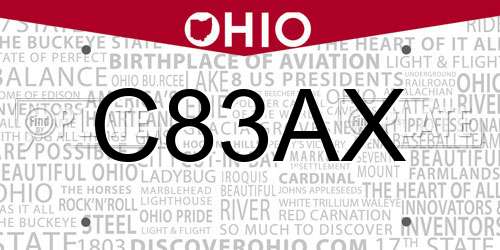 C83AX Ohio License Plate