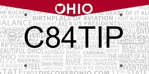 C84TIP Ohio License Plate