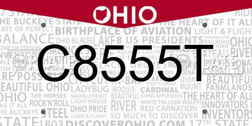 C8555T Ohio License Plate