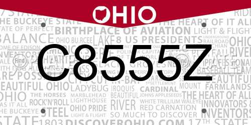 C8555Z Ohio License Plate