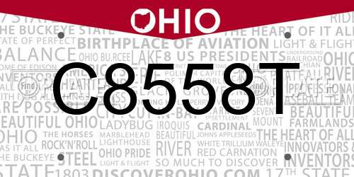 C8558T Ohio License Plate