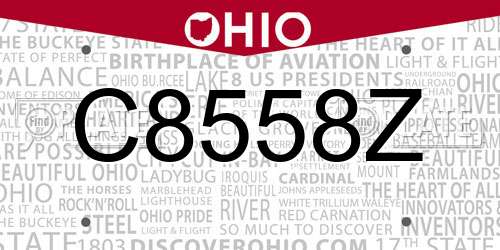 C8558Z Ohio License Plate