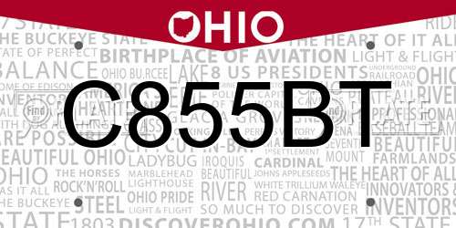 C855BT Ohio License Plate