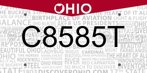 C8585T Ohio License Plate