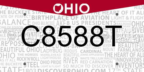 C8588T Ohio License Plate