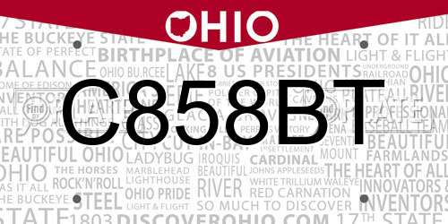 C858BT Ohio License Plate