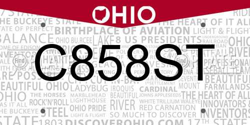 C858ST Ohio License Plate