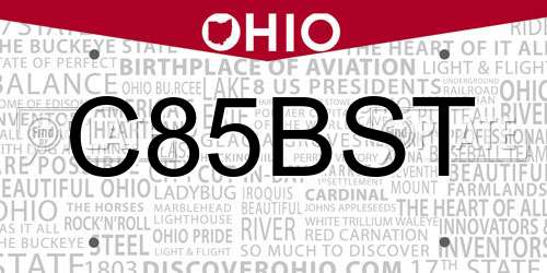 C85BST Ohio License Plate