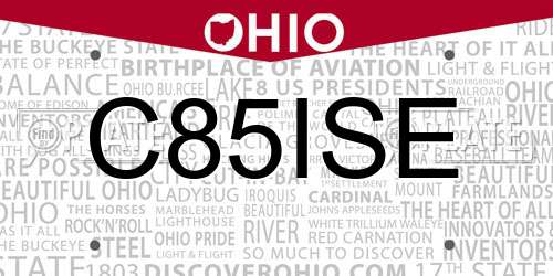 C85ISE Ohio License Plate