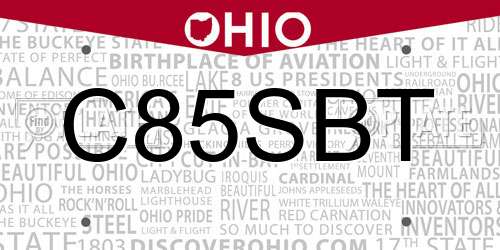 C85SBT Ohio License Plate