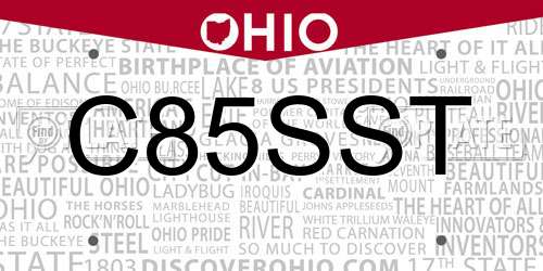 C85SST Ohio License Plate