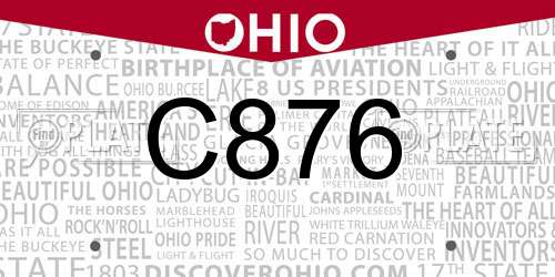 C876 Ohio License Plate