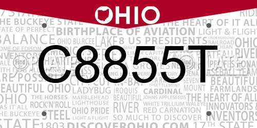 C8855T Ohio License Plate