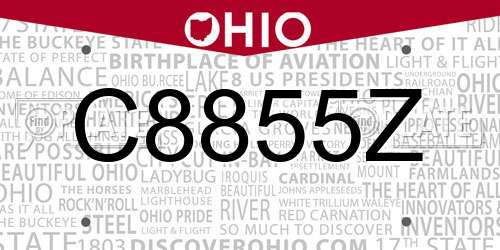 C8855Z Ohio License Plate