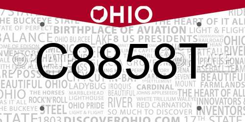 C8858T Ohio License Plate