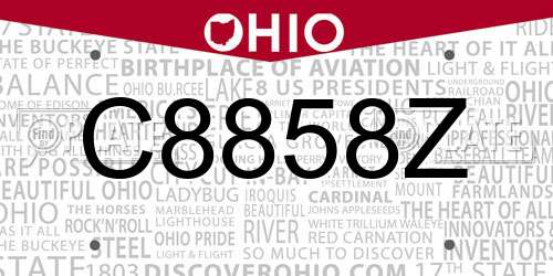 C8858Z Ohio License Plate