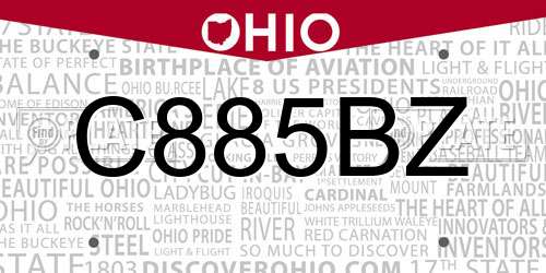 C885BZ Ohio License Plate