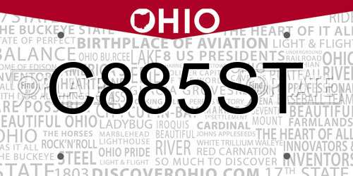 C885ST Ohio License Plate