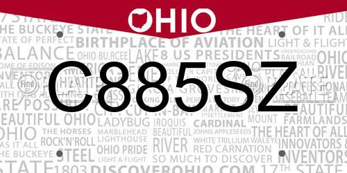 C885SZ Ohio License Plate