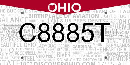C8885T Ohio License Plate