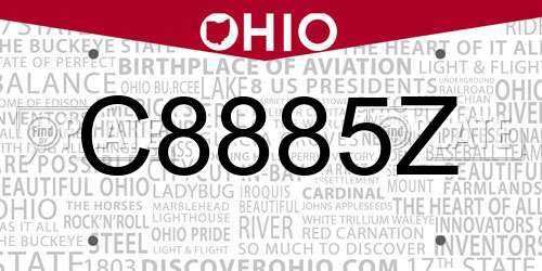 C8885Z Ohio License Plate