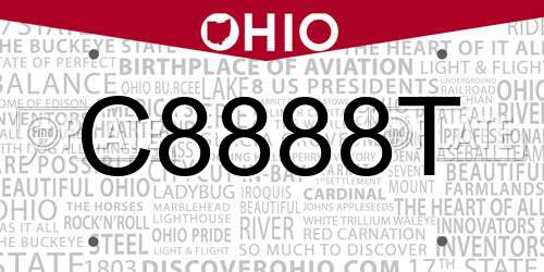 C8888T Ohio License Plate