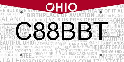 C88BBT Ohio License Plate