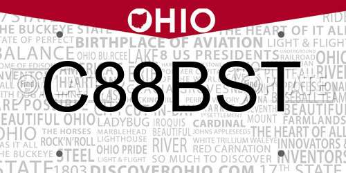 C88BST Ohio License Plate