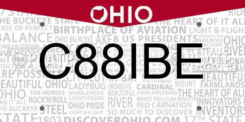 C88IBE Ohio License Plate