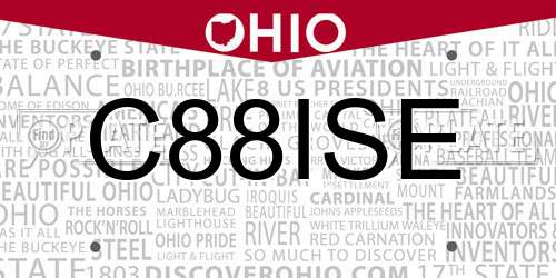 C88ISE Ohio License Plate