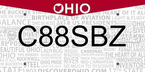 C88SBZ Ohio License Plate