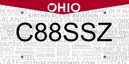 C88SSZ Ohio License Plate