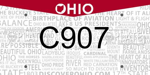 C907 Ohio License Plate