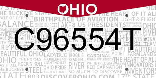 C96554T Ohio License Plate